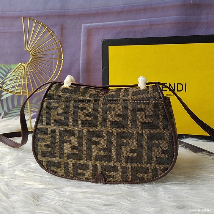 Cheap HOT Fendi Brown Mini FF Fabric Bag C'mon Motif In 0723